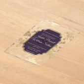 Elegant Style Tolopea Purple Gold Floral Wedding Acryl Uitnodigingen (Laagn)