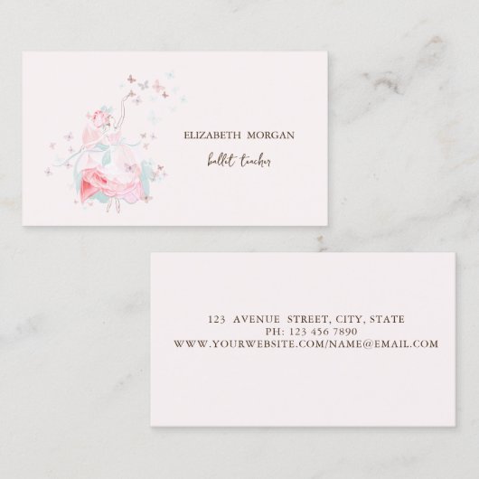 Elegant Stylish Ballerina Butterflies Visitekaartje (Voorkant / Achterkant)