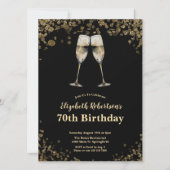 Elegant Stylish Black and Gold 70th Birthday  Kaart (Voorkant)