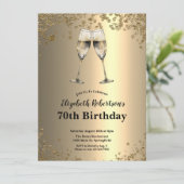 Elegant Stylish Black and Gold 70th Birthday  Kaart (Staand voorkant)