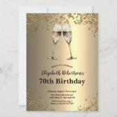 Elegant Stylish Black and Gold 70th Birthday  Kaart (Voorkant)