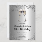 Elegant Stylish Black and Silver 70th Birthday  Kaart (Voorkant)