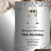 Elegant Stylish Black and Silver 70th Birthday Kaart