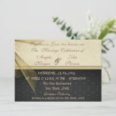 Elegant Stylish Black Damask Wedding Invitation Kaart (Staand voorkant)