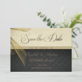 Elegant Stylish Black Damask Wedding Save the date (Staand voorkant)