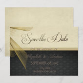 Elegant Stylish Black Damask Wedding Save the date (Voorkant / Achterkant)