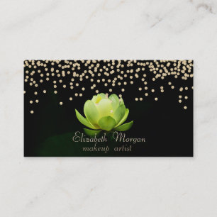 Elegant Stylish Black Diamonds Green Lotus Visitekaartje