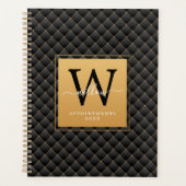 Elegant Stylish Black Gold Monogram Initiaal 2023 Planner (Voorkant)