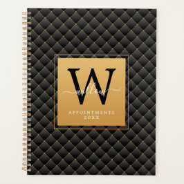 Elegant Stylish Black Gold Monogram Initiaal 2023 Planner