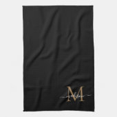 Elegant Stylish Black Gold Monogram Script Name Theedoek (Verticaal)