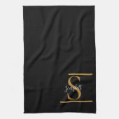 Elegant Stylish Black Gold Monogram Script Name Theedoek (Verticaal)