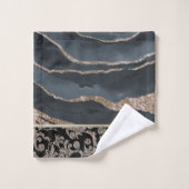 Elegant Stylish Black Gold Swirls Marble Bad Handdoek (Wasdoekje)