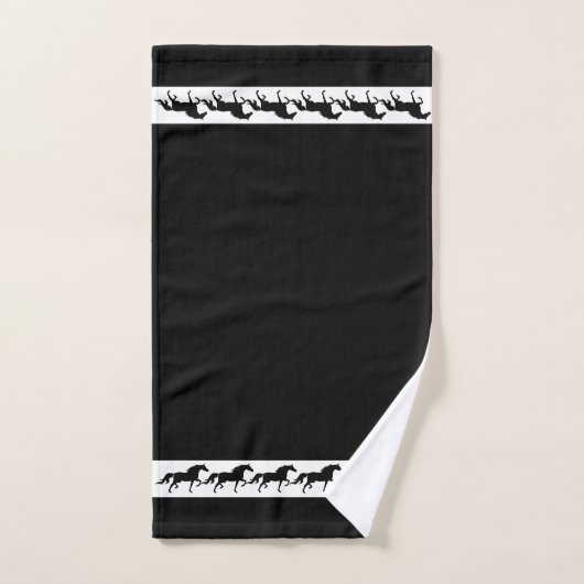 Elegant, Stylish Black Horses Silhouettes on Black Bad Handdoek (Handdoek)