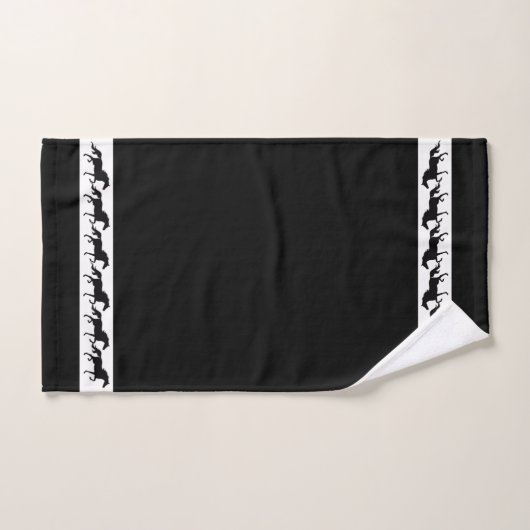 Elegant, Stylish Black Horses Silhouettes on Black Bad Handdoek (Handdoek)