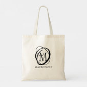 Elegant Stylish Black Monogram Name Tote Bag (Achterkant)
