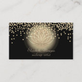 Elegant Stylish Black Shiny Diamonds Lotus Visitekaartje (Voorkant)