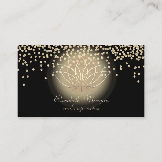 Elegant Stylish Black Shiny Diamonds Lotus Visitekaartje (Voorkant)