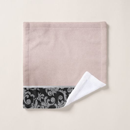 Elegant Stylish Black Silver Roos Gold Bad Handdoek (Wasdoekje)