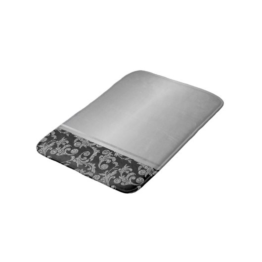 Elegant Stylish Black Silver Swirls Badmat (Gekanteld)