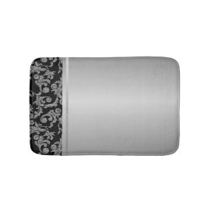 Elegant Stylish Black Silver Swirls Badmat