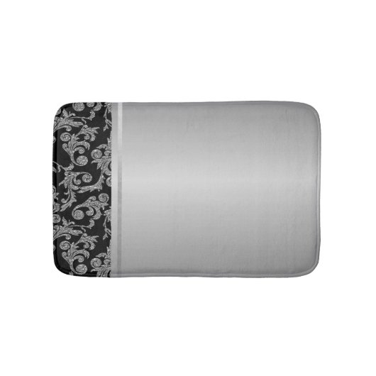 Elegant Stylish Black Silver Swirls Badmat (Voorkant)