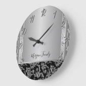 Elegant Stylish Black Silver Swirls Grote Klok (Hoek)