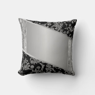 Elegant Stylish Black Silver Swirls Kussen
