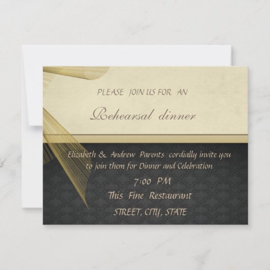 Elegant Stylish Black Wedding Rehearsal Dinner Kaart (Voorkant)