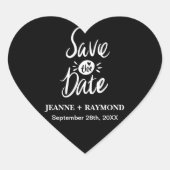 Elegant Stylish Black Wedding Save the date Hart Sticker (Voorkant)