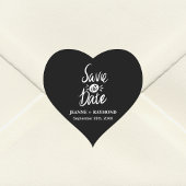 Elegant Stylish Black Wedding Save the date Hart Sticker