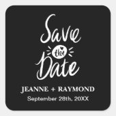 Elegant Stylish Black Wedding Save the date Vierkante Sticker (Voorkant)