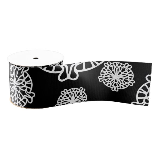 Elegant Stylish Black & White Mandala Flowers Grosgrain Lint (Spoel)
