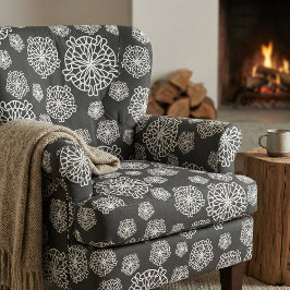Elegant Stylish Black & White Mandala Flowers Stof