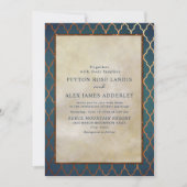 Elegant Stylish Blauwgroen Copper Wedding Invite Kaart (Voorkant)