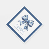 Elegant Stylish Blue Floral Bow Congratulations Servet (Hoek)