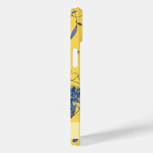 Elegant Stylish Blue Flowers Mustard Yellow Floral Case-Mate iPhone Case (Achterkant / Rechts)