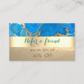 Elegant Stylish Blue Gold Marble Reference Kaart (Voorkant)