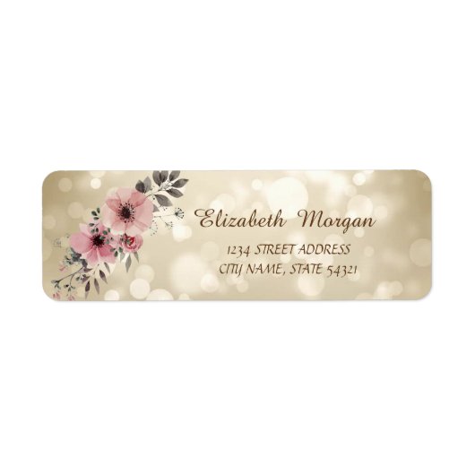 Elegant Stylish Bokeh, Flowers Address Etiket (Voorkant)