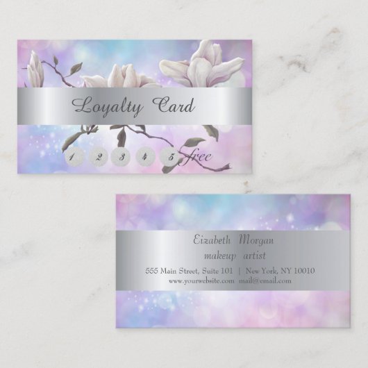 Elegant Stylish Bokeh, Magnolia Loyalty Kaart (Voorkant / Achterkant)