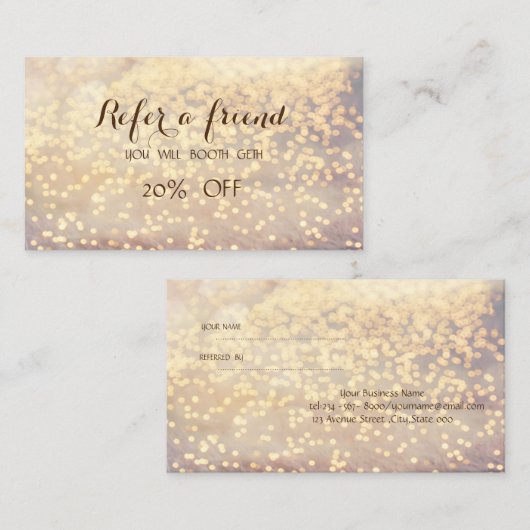 Elegant Stylish Bokeh Reference Card Aanbevelingskaartje (Voorkant / Achterkant)