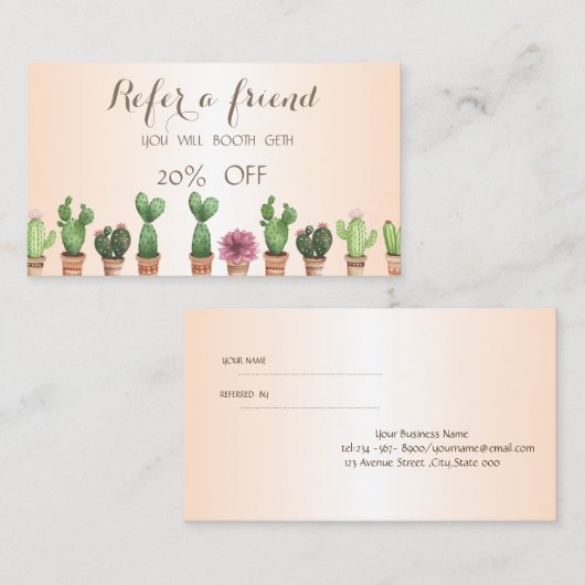 Elegant Stylish Cactus Reference Kaart (Voorkant / Achterkant)