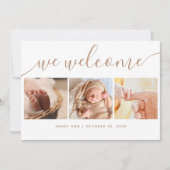 Elegant Stylish Calligraphy 4 Photo Baby Shower Bedankkaart (Voorkant)