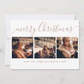 Elegant Stylish Calligraphy 4 Photo Christmas Feestdagenkaart (Voorkant)
