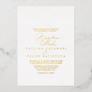 Elegant Stylish Calligraphy Nuestra Boda Gold Folie Uitnodiging