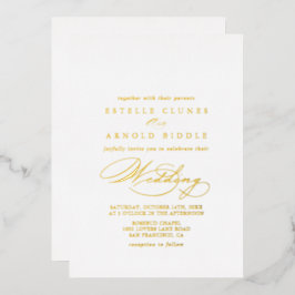 Elegant Stylish Calligraphy Wedding Gold Folie Uitnodiging