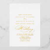 Elegant Stylish Calligraphy Wedding Gold Folie Uitnodiging (Voorkant)
