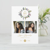 Elegant Stylish CIrcular Shape Mis XV años Floral Kaart (Staand voorkant)