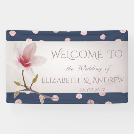 Elegant Stylish Confetti, Magnolia Wedding Banner (Horizontaal)