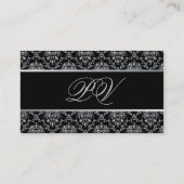 Elegant Stylish Crown Silver Black Damask Visitekaartje (Achterkant)