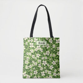 Elegant Stylish Cute Green Botanical Floral Tote Bag